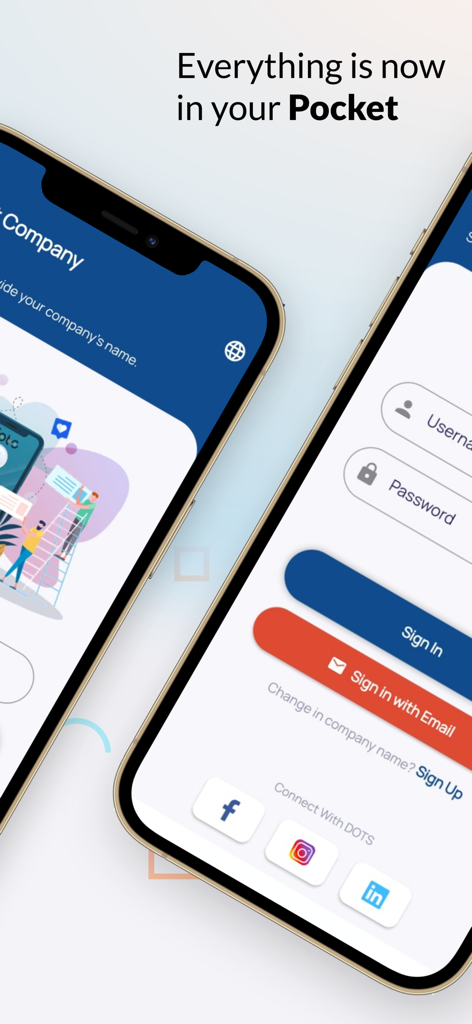 DOTS GO+ - Login screen for the DOTS GO+ HR and workforce management mobile app
