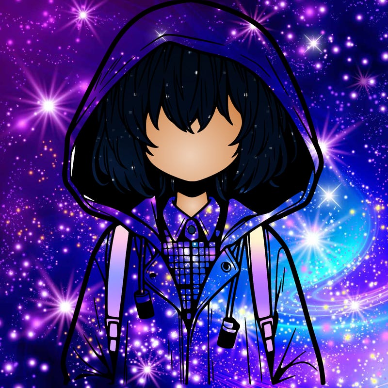 little anime girl in a raincoat her hair is covering her eyes she has a lighter