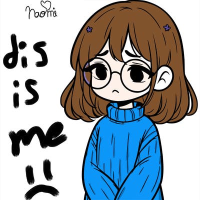 sad girl with glasses in a sweater