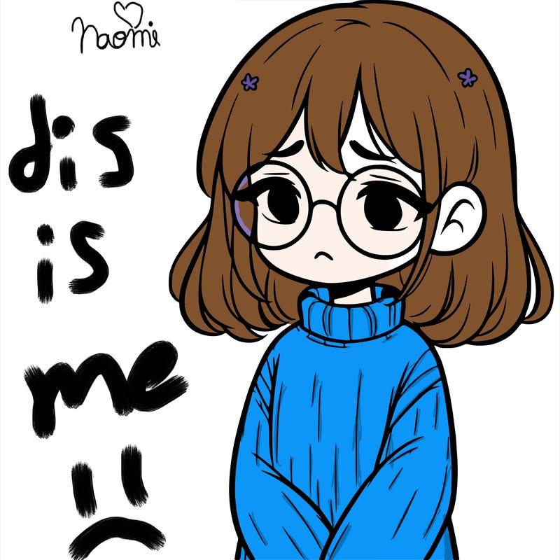sad girl with glasses in a sweater