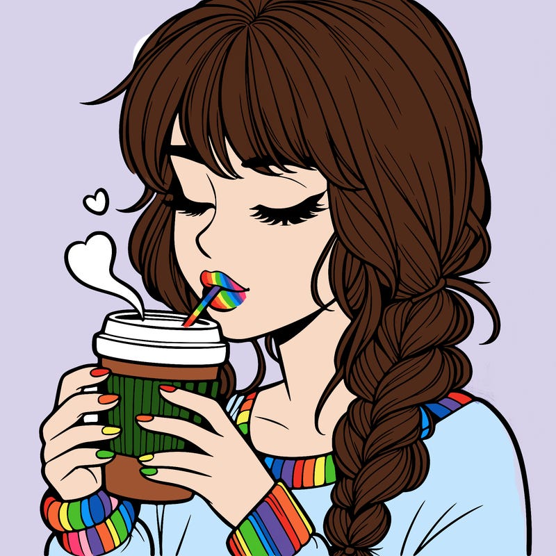 realistic girl drinking coffee