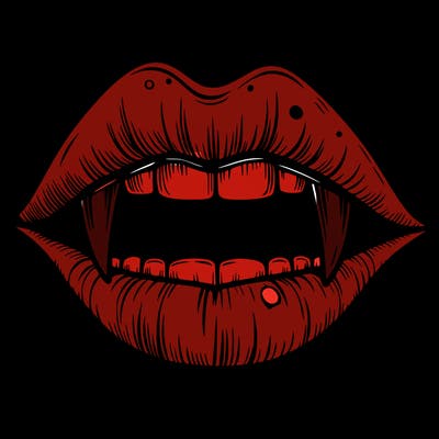 lips with vampire teeth