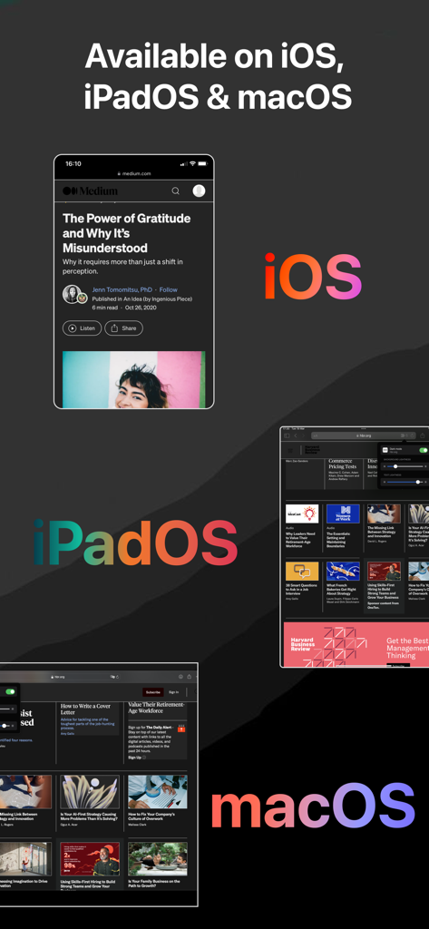 ShadeView Dark Mode für Safari-Erweiterung auf iPhone-, iPad- und Mac-Bildschirmen angezeigt