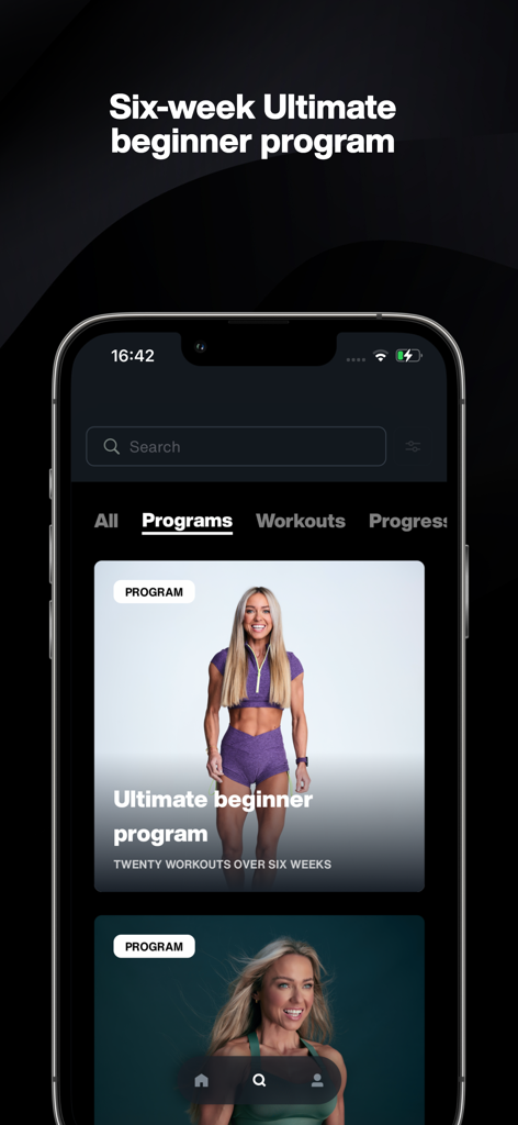 CGX app interface showing the ultimate beginner program by Caroline Girvan.
