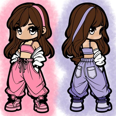 girl in crop top and baggy pants
