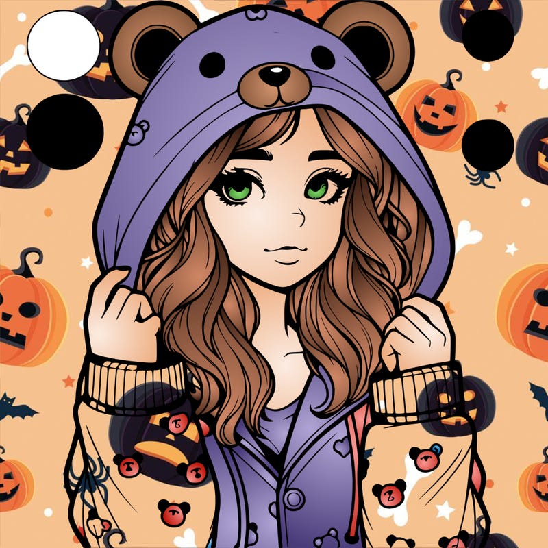 realistic girl in a animal pjs hoodie