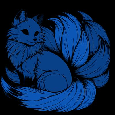 realistic detailed 9 tailed anime fox