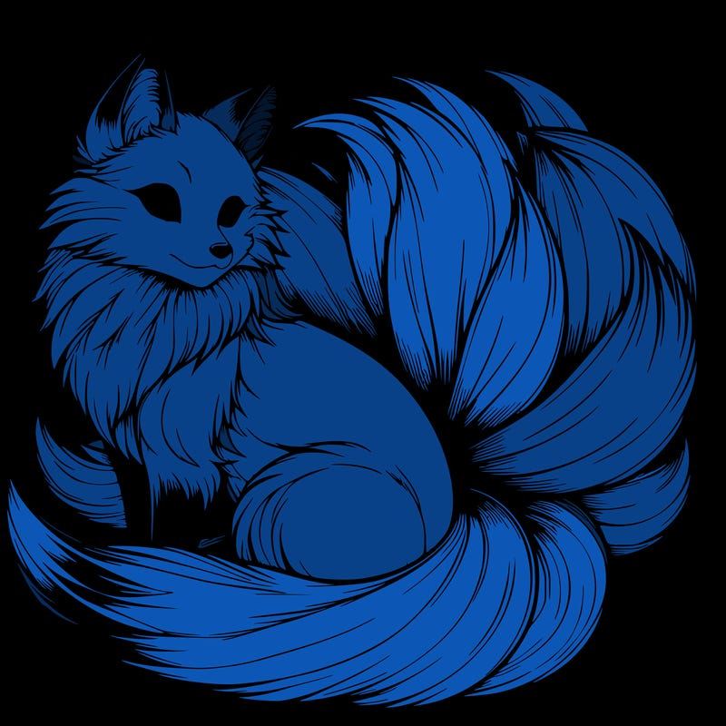 realistic detailed 9 tailed anime fox