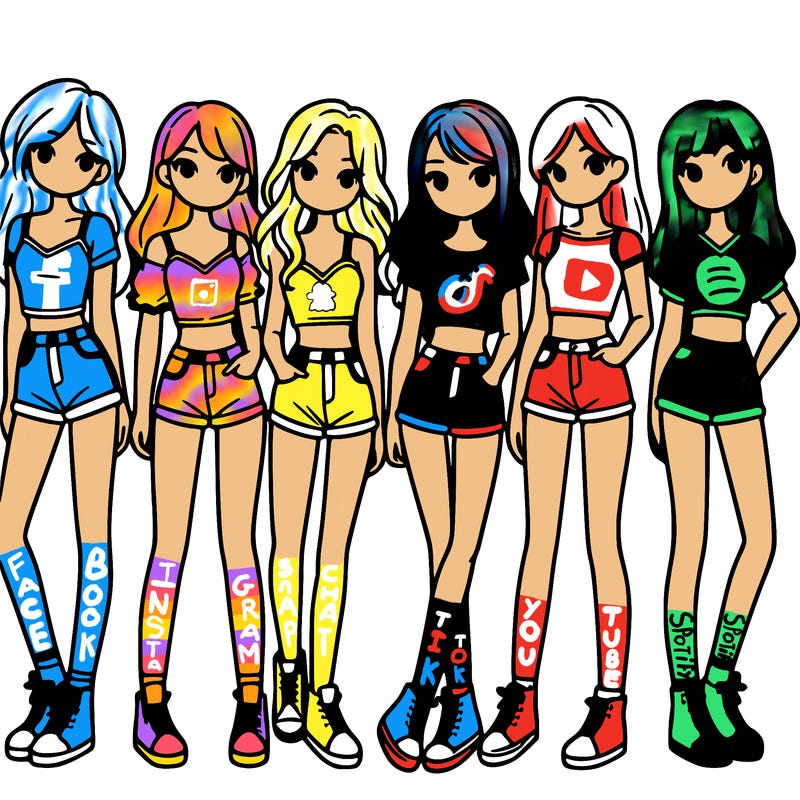 a group of girls wearing crop tops and shorts