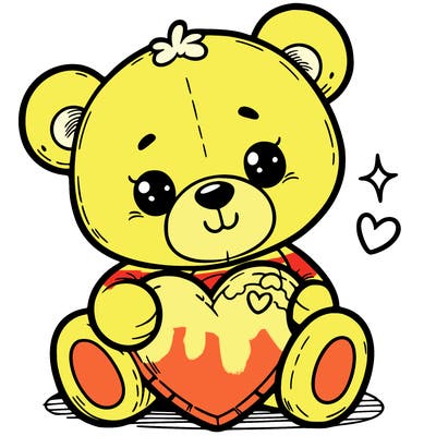 a cute teddy holding a cute heart