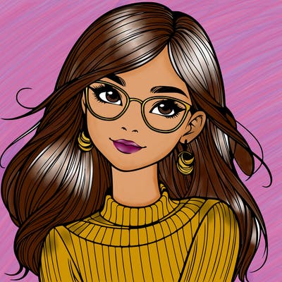 realistic girl with glasses