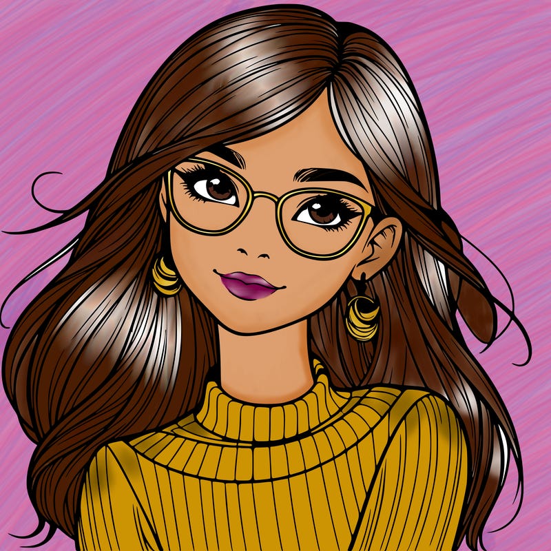 realistic girl with glasses