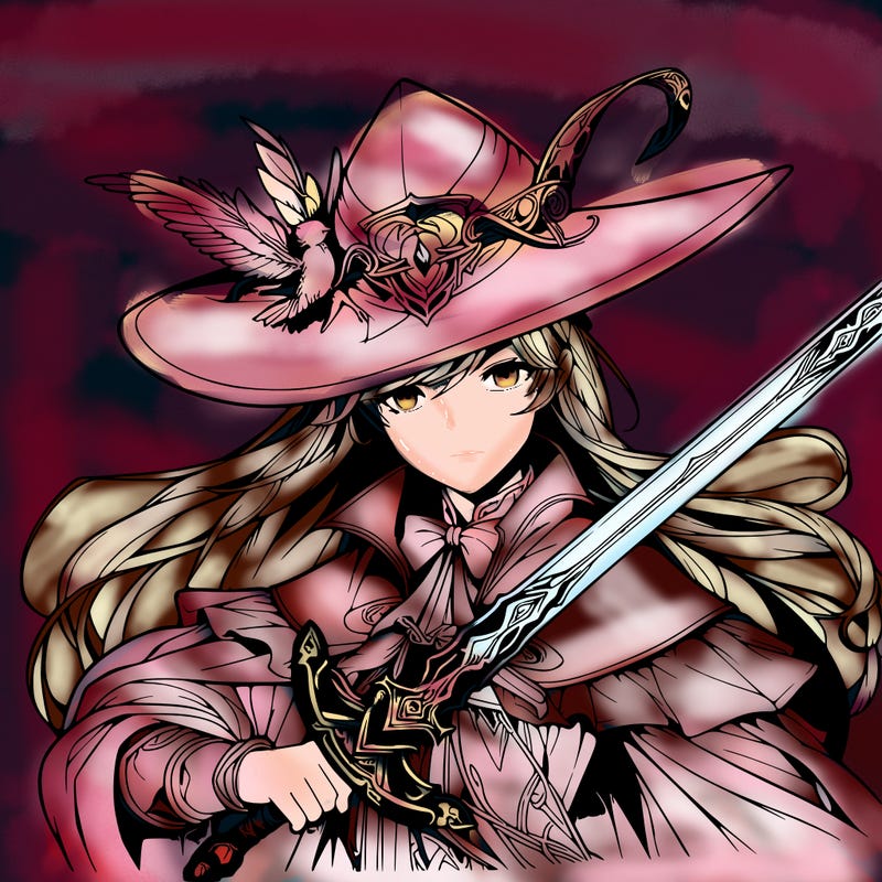 a realistic fantasy manga queen witch with a sword