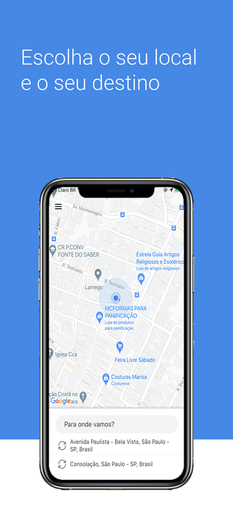 Tripee App-Oberfläche auf einem Smartphone mit einer Karte und einem Zielfeld für städtische Mobilität
