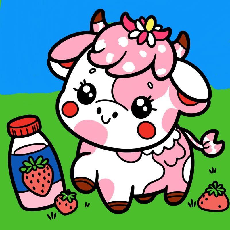 cute strawberry milk cow
