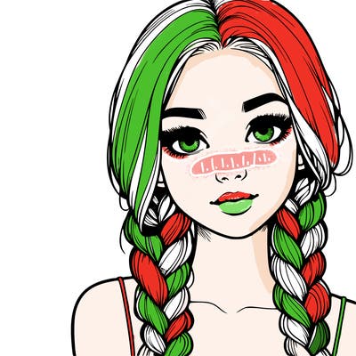 realistic girl with braids