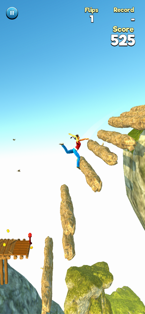 Flip Runner - A character performing a mid air parkour stunt in the Flip Runner mobile game