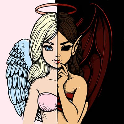 realistic angel half demon