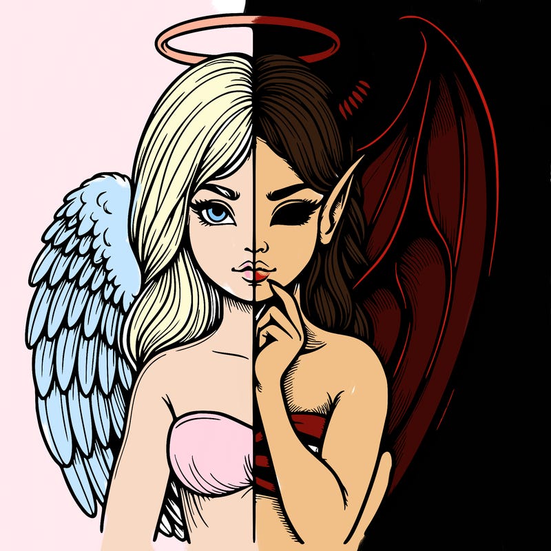 realistic angel half demon