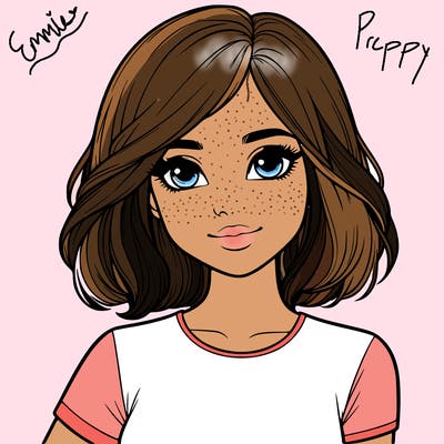 realistic girl with shoulder length hair