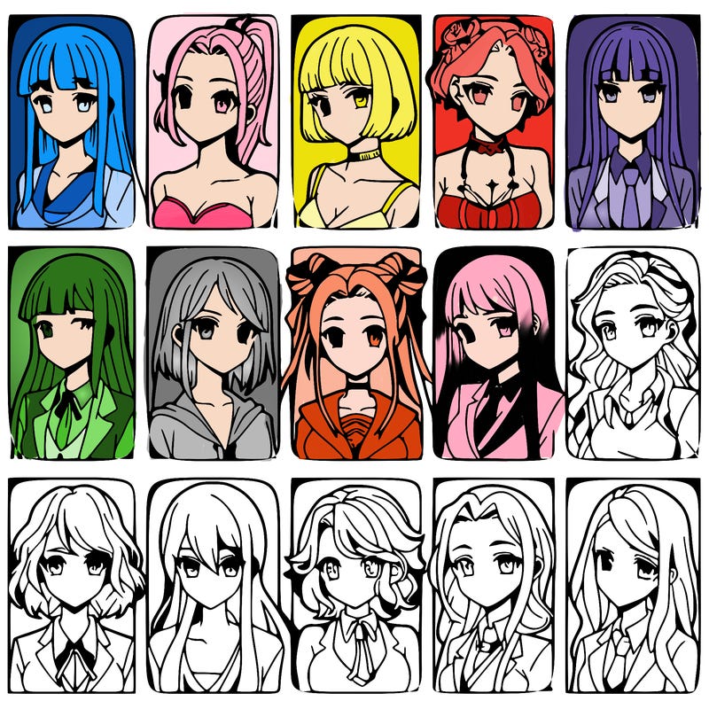 girls that look diffrent anime