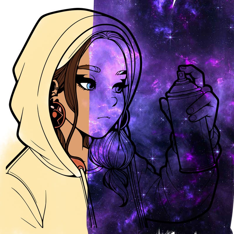 a realistic girl, spray painting