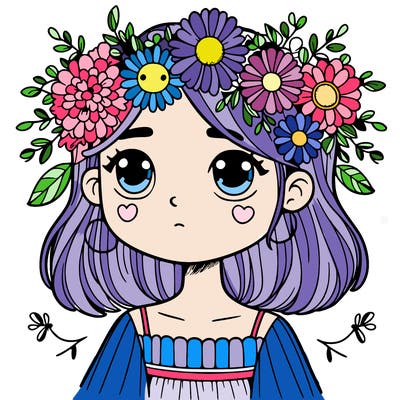 girl with flowers crown
