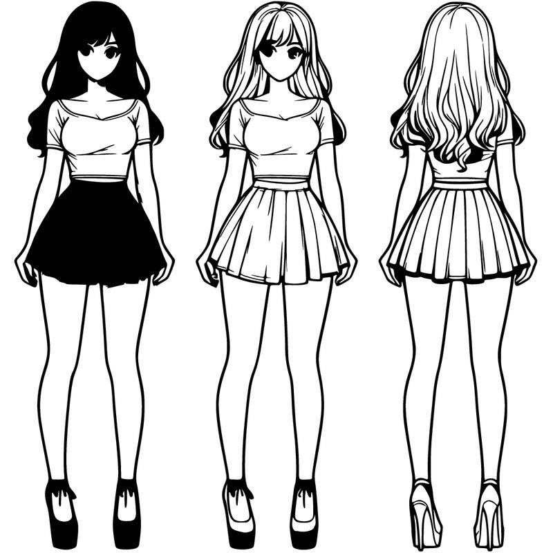 realistic girl with a short skirt