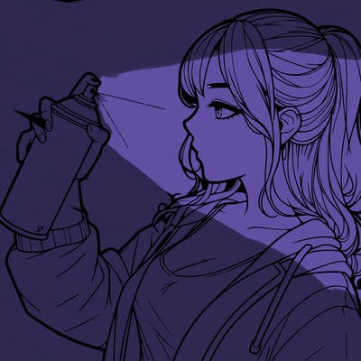 a realistic girl spray, painting