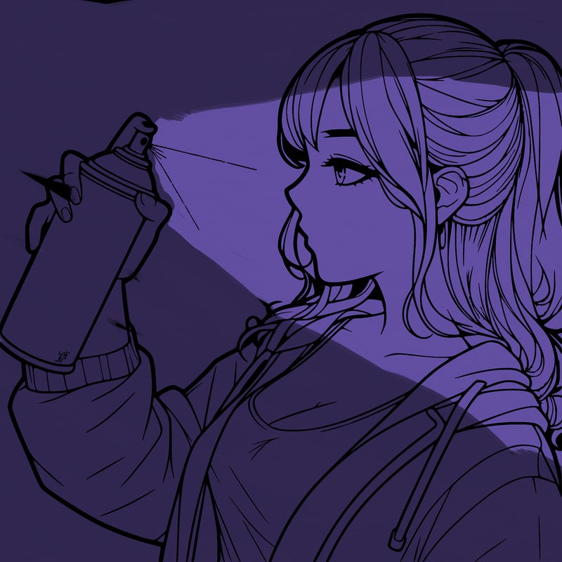 a realistic girl spray, painting