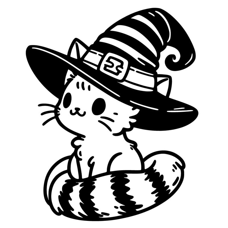 a cat in a witch's hat
