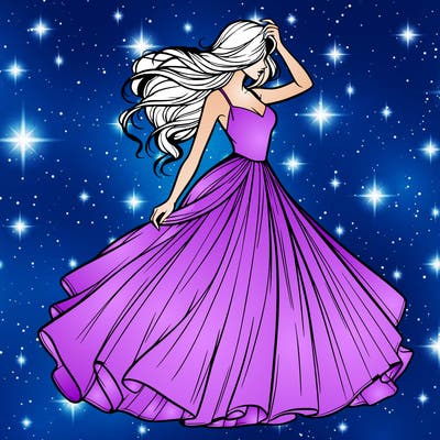 realistic woman with dress flowing in the wind