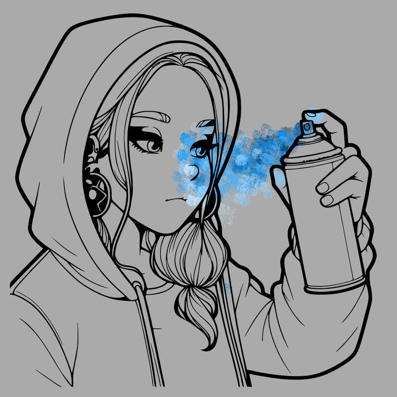 a realistic girl, spray painting