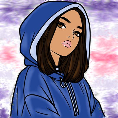 a realistic girl in a hoodie