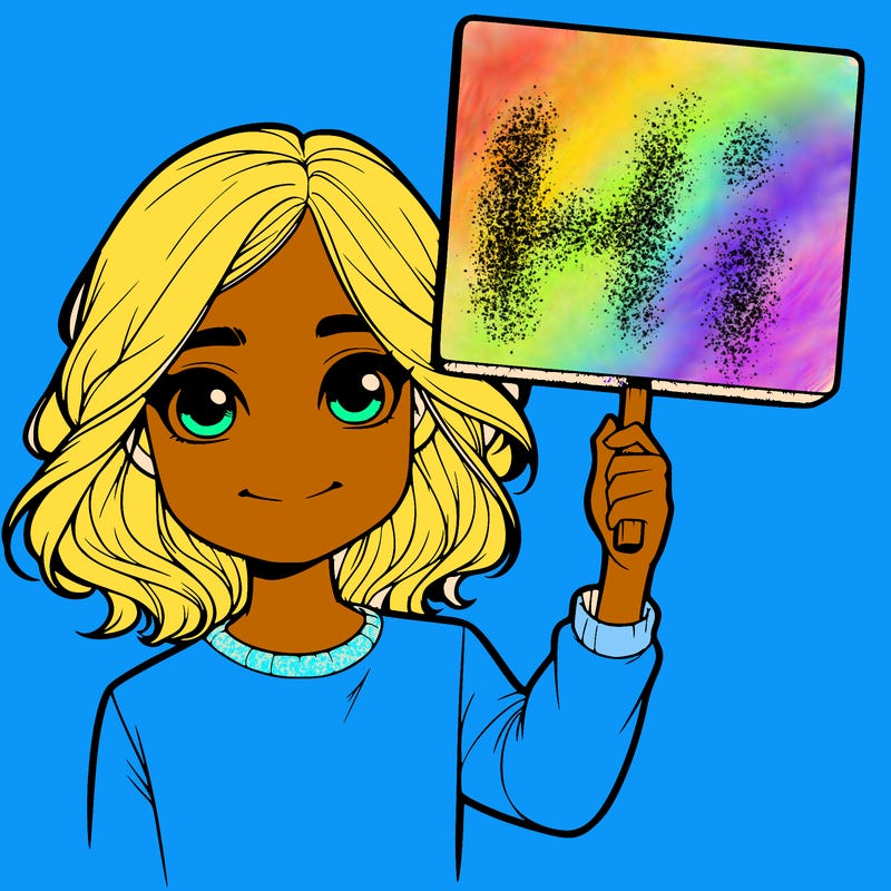 realistic girl holding up a sign