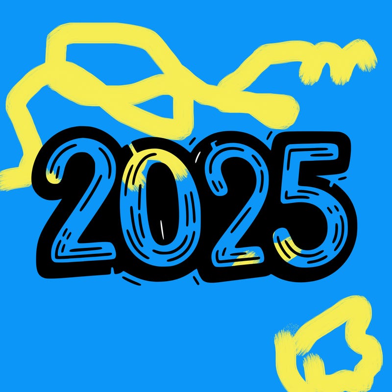 one line scrawled numbers sketch design “2025”