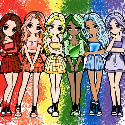 a group of girls realistic