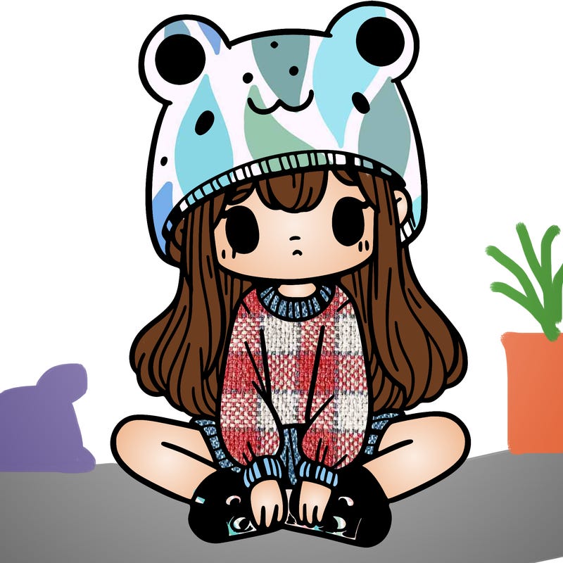 a girl wearing a frog hat and some frog socks