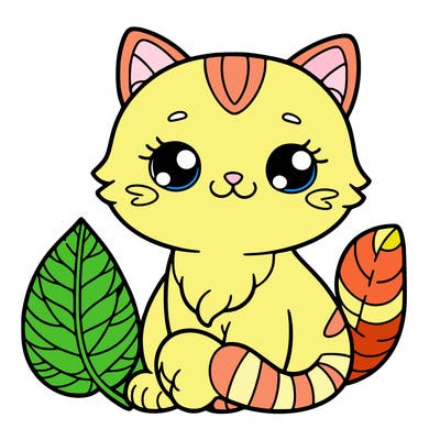 cat with leaf