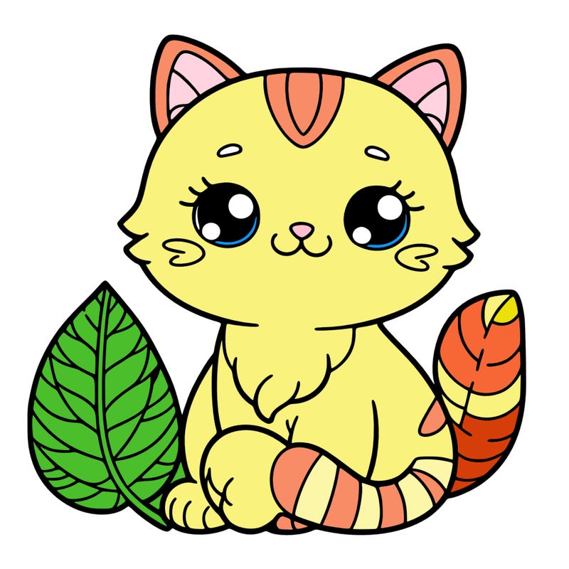cat with leaf
