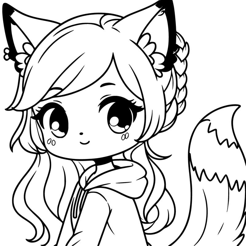 girl with fox ears and tail