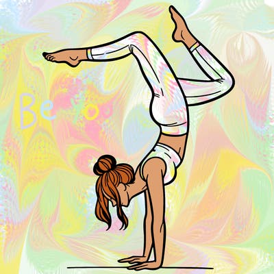 a woman doing a handstand