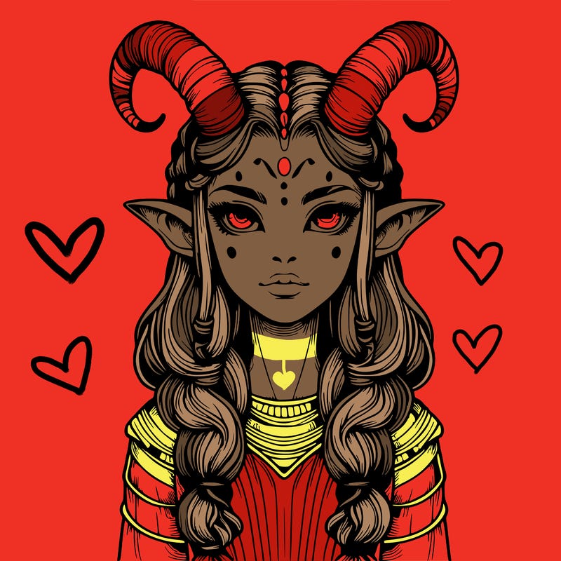 realistic alien girl with horns