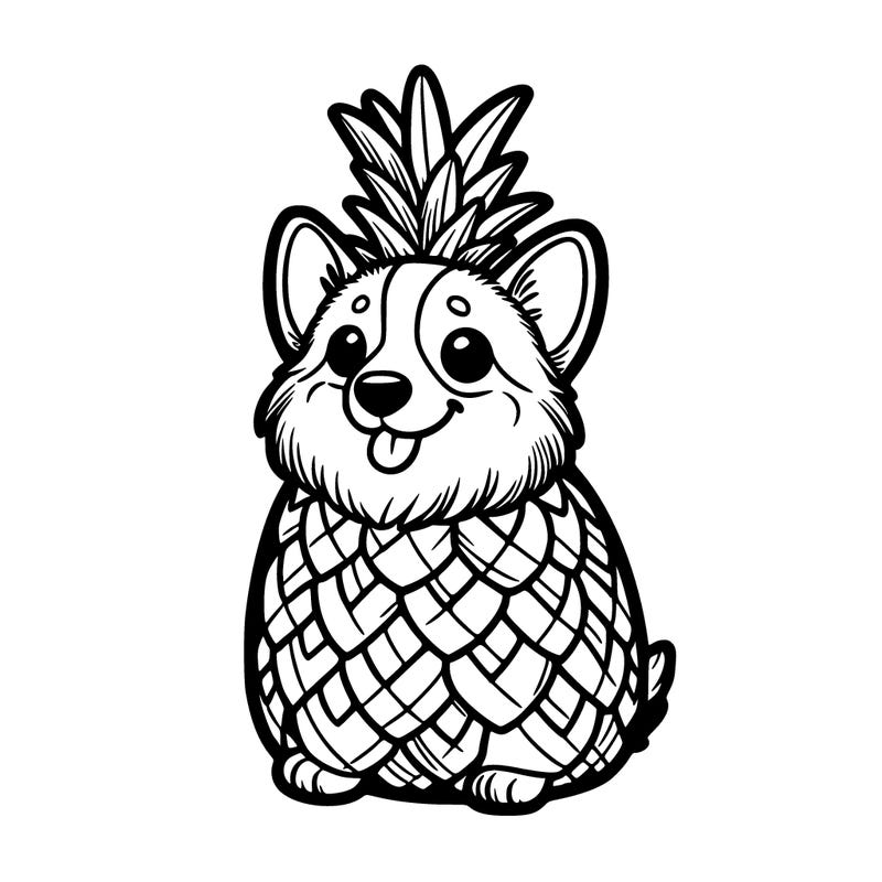 corgi in a pineapple costume