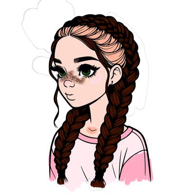 realistic girl with braids