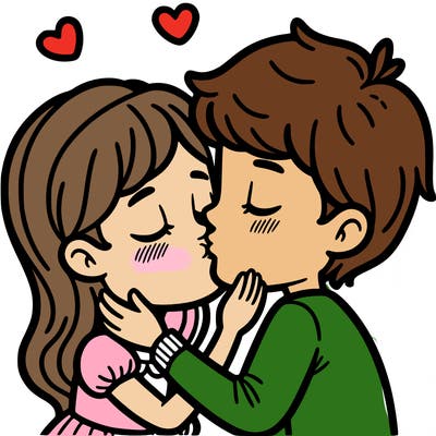 a girl kissing her boyfriend