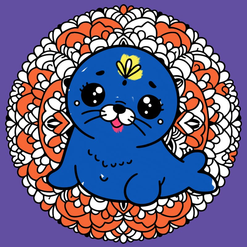 a cute baby seal mandala
