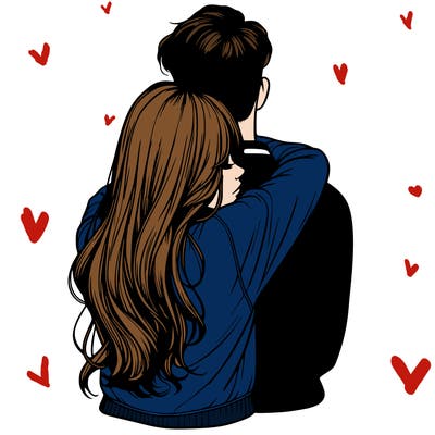 realistic girl hugging boyfriend from back