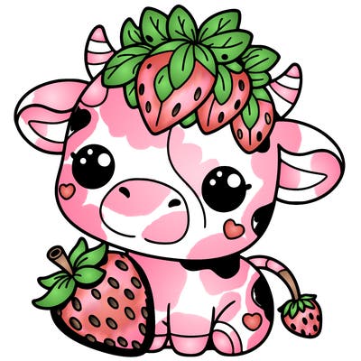 cute strawberry cow