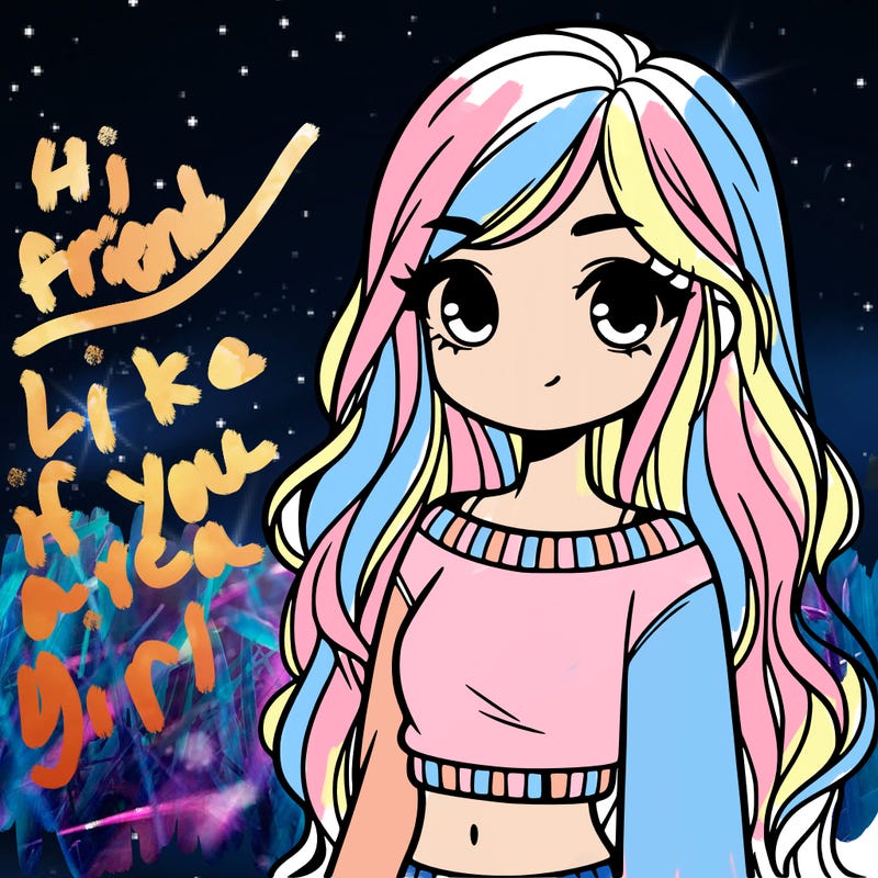 girl with long hair and a crop top with a sweater